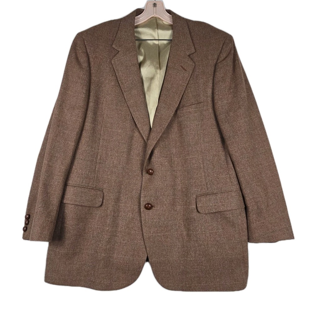 Hardy Aimes Vintage Men's Vintage 100% Wool Brown Plaid Blazer